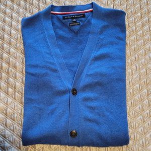 Tommy Hilfiger | 100% Cotton | Blue Cardigan Sweater | Mens Size Large